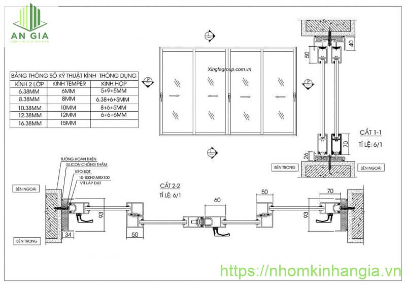 cau-tao-cua-lua-Xingfa-he-93 Cấu tạo của cửa lùa Xingfa hệ 93